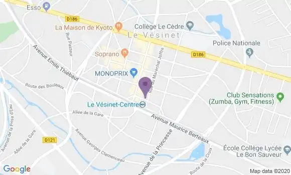 Localisation BNP Paribas Agence de Le Vésinet Gare du Rer