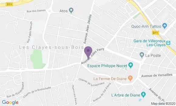 Localisation BNP Paribas Agence de Les Clayes sous Bois