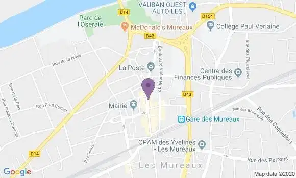 Localisation BNP Paribas Agence de Les Mureaux Centre