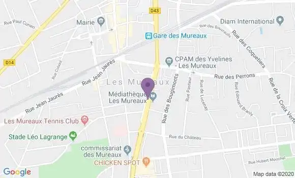Localisation BNP Paribas Agence de Les Mureaux Grand Ouest