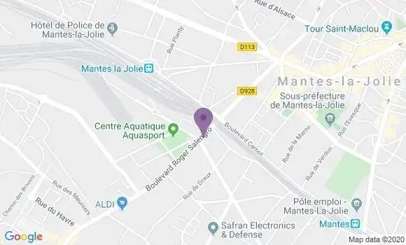 Localisation BNP Paribas Agence de Mantes la Ville Université