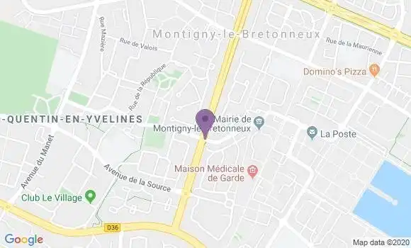 Localisation BNP Paribas Agence de Montigny le Bretonneux