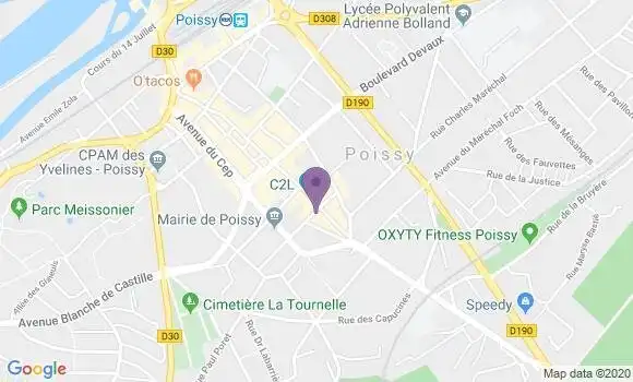 Localisation BNP Paribas Agence de Poissy Hôtel de Ville