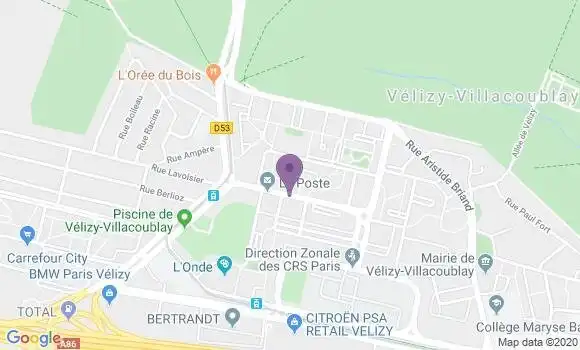 Localisation BNP Paribas Agence de Vélizy Villacoublay