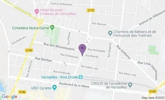 Localisation BNP Paribas Agence de Versailles