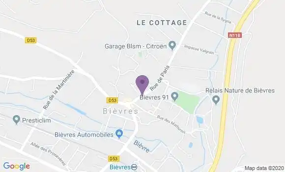Localisation BNP Paribas Agence de Bièvres