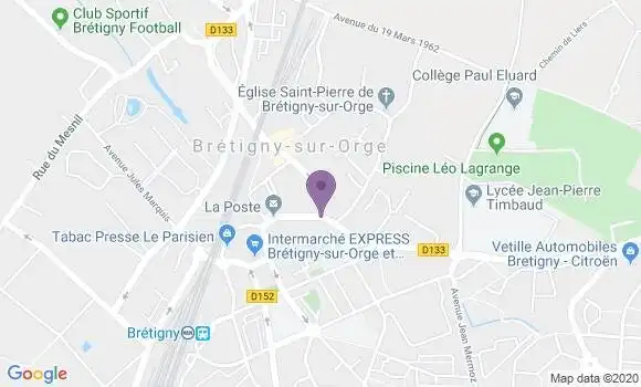 Localisation BNP Paribas Agence de Brétigny sur Orge