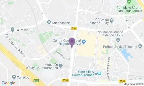 Localisation BNP Paribas Agence de Courcouronnes Evry Champs Elysées