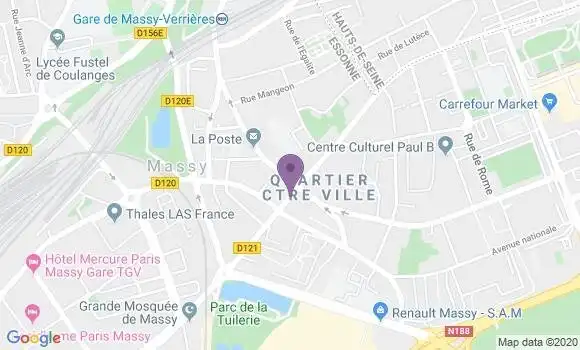 Localisation BNP Paribas Agence de Massy Centre