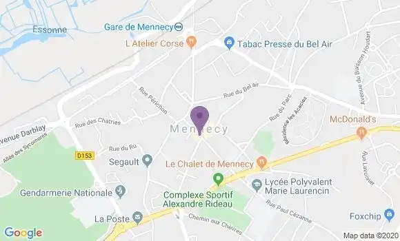 Localisation BNP Paribas Agence de Mennecy