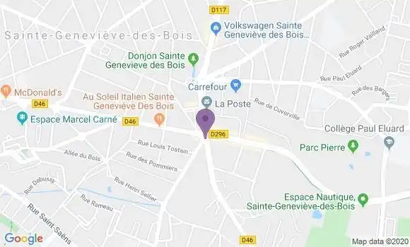 Localisation BNP Paribas Agence de Sainte Geneviève des Bois des Roches