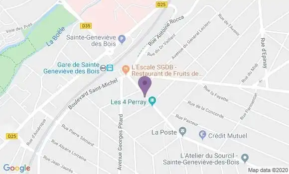 Localisation BNP Paribas Agence de Sainte Geneviève des Bois Gare