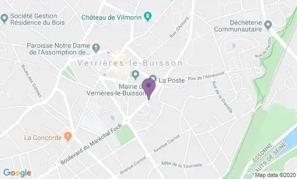Localisation BNP Paribas Agence de Verrières le Buisson