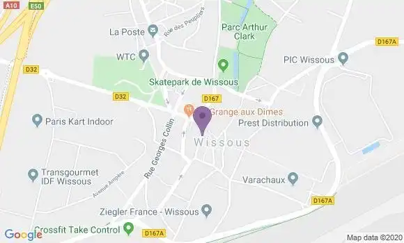 Localisation BNP Paribas Agence de Wissous