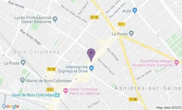 Localisation BNP Paribas Agence de Bois Colombes Bourguignons