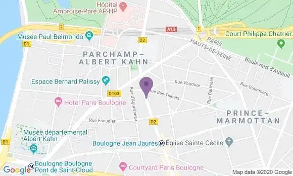 Localisation BNP Paribas Agence de Boulogne Billancourt Eglise
