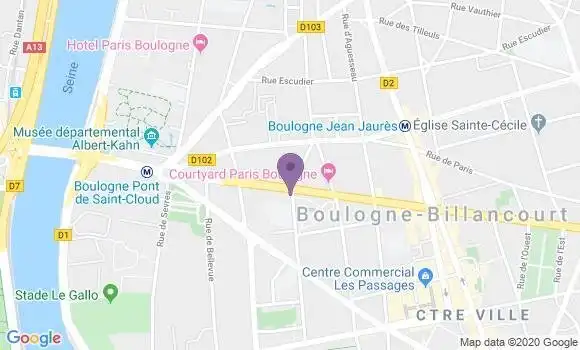 Localisation BNP Paribas Agence de Boulogne Billancourt Rhin et Danube
