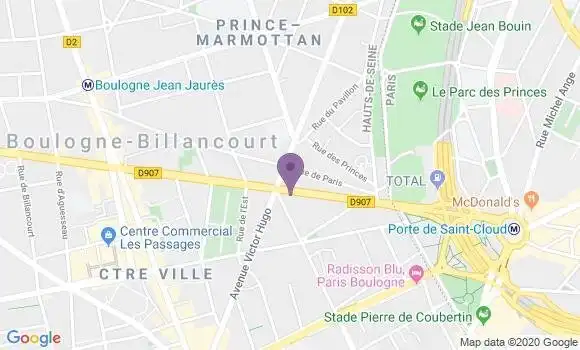 Localisation BNP Paribas Agence de Boulogne Billancourt Victor Hugo