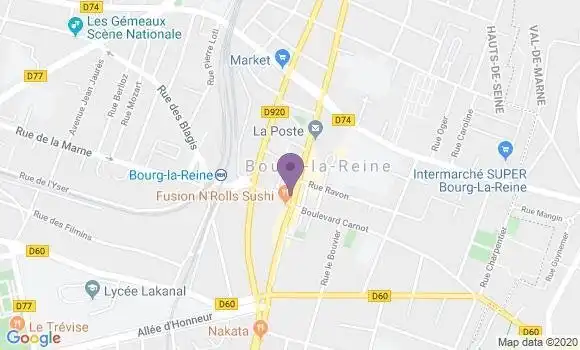 Localisation BNP Paribas Agence de Bourg la Reine