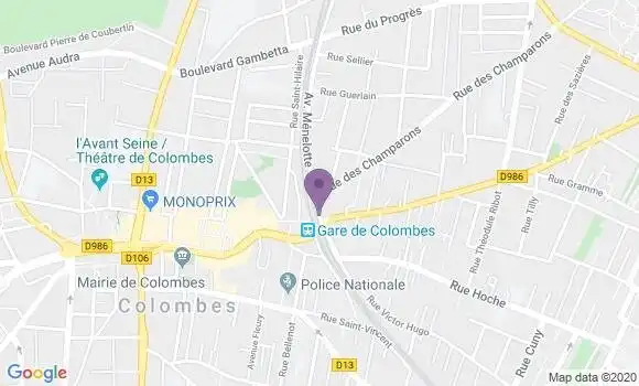 Localisation BNP Paribas Agence de Colombes Gare