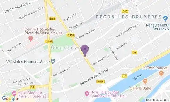 Localisation BNP Paribas Agence de Courbevoie Carpeaux