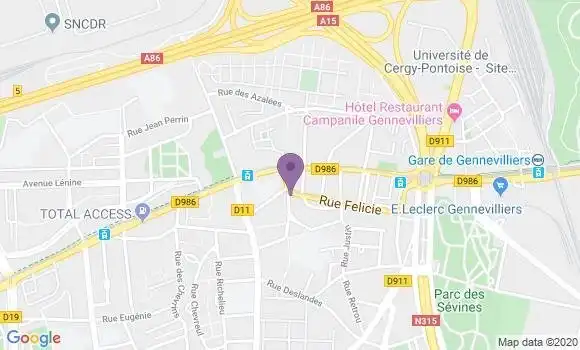 Localisation BNP Paribas Agence de Gennevilliers Jean Grandel