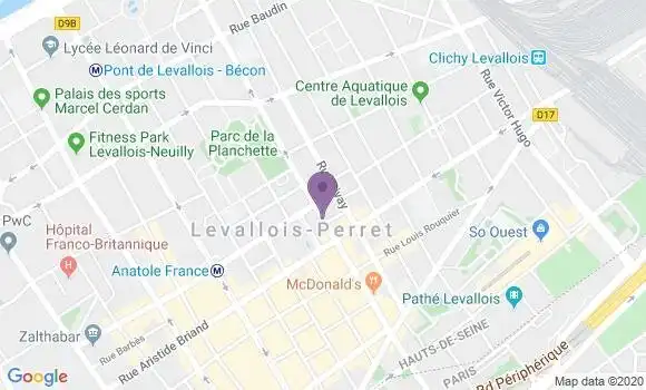 Localisation BNP Paribas Agence de Levallois Perret