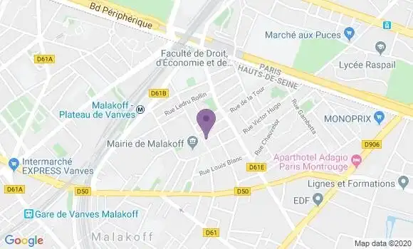 Localisation BNP Paribas Agence de Malakoff
