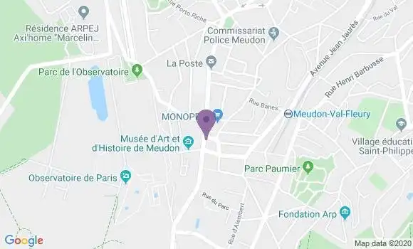Localisation BNP Paribas Agence de Meudon