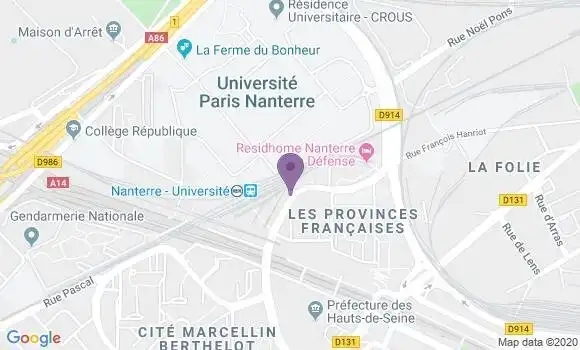 Localisation BNP Paribas Agence de Nanterre Université