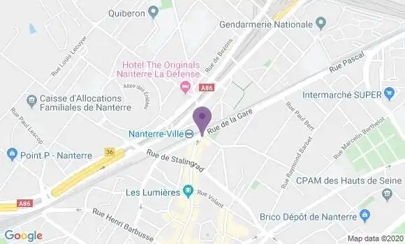 Localisation BNP Paribas Agence de Nanterre Ville