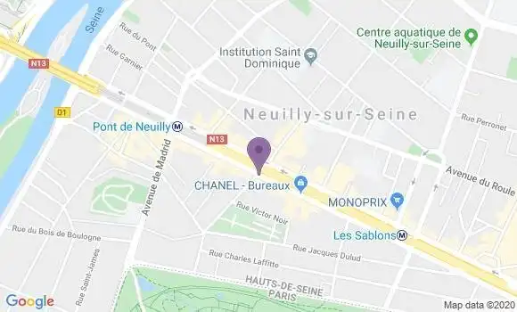 Localisation BNP Paribas Agence de Neuilly sur Seine Graviers