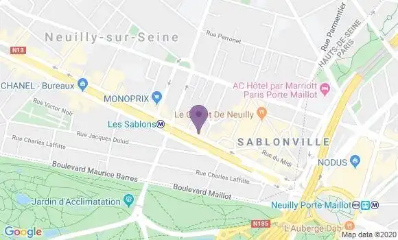 Localisation BNP Paribas Agence de Neuilly sur Seine Sablons