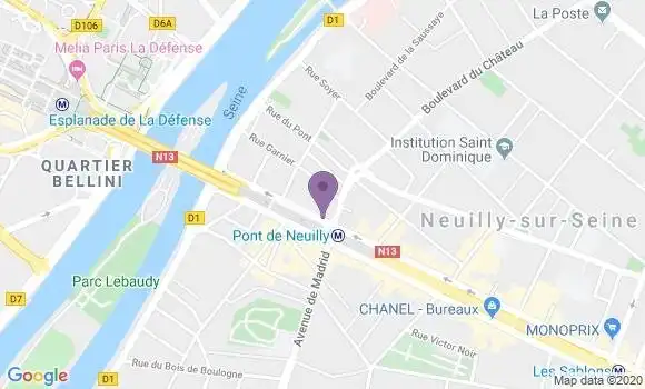 Localisation BNP Paribas Agence de Neuilly sur Seine