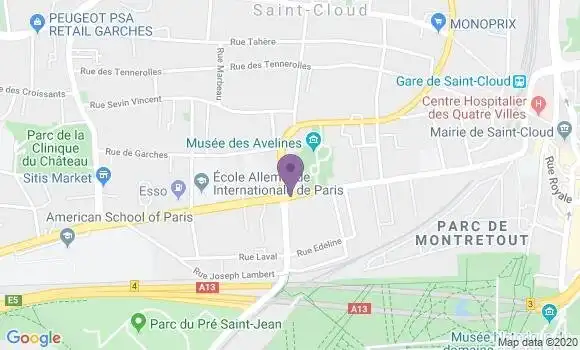 Localisation BNP Paribas Agence de Saint Cloud Magenta