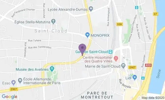 Localisation BNP Paribas Agence de Saint Cloud République