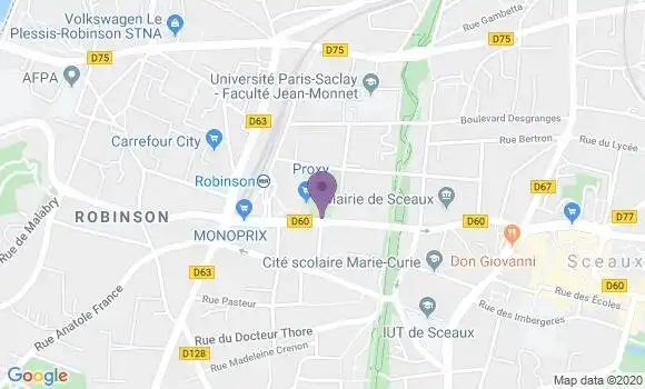 Localisation BNP Paribas Agence de Sceaux Robinson