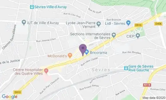 Localisation BNP Paribas Agence de Sèvres