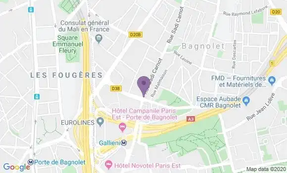 Localisation BNP Paribas Agence de Bagnolet