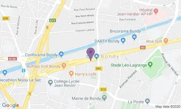 Localisation BNP Paribas Agence de Bondy