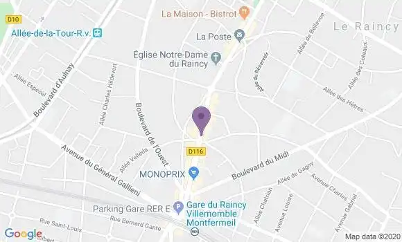 Localisation BNP Paribas Agence de Le Raincy