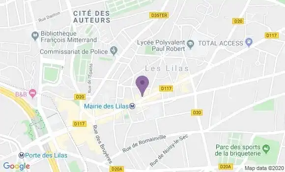 Localisation BNP Paribas Agence de Les Lilas