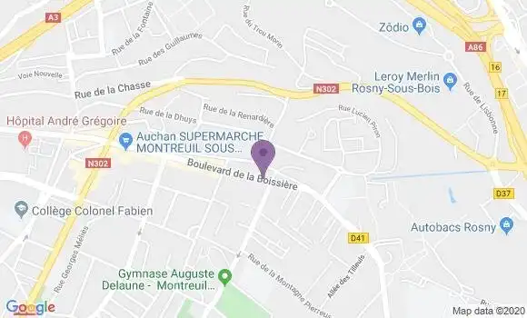 Localisation BNP Paribas Agence de Montreuil sous Bois la Boissière