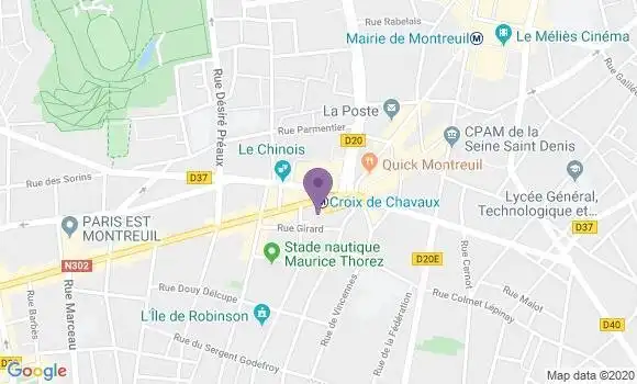 Localisation BNP Paribas Agence de Montreuil sous Bois