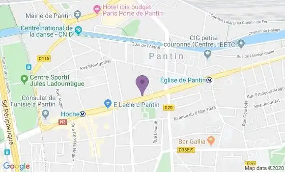 Localisation BNP Paribas Agence de Pantin