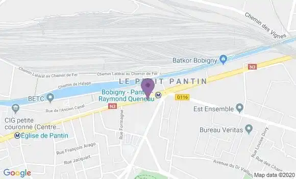 Localisation BNP Paribas Agence de Pantin Limites