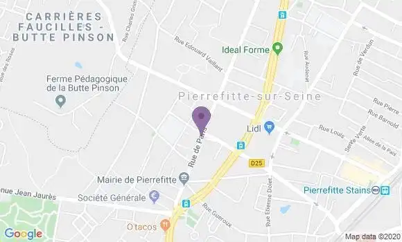 Localisation BNP Paribas Agence de Pierrefitte sur Seine