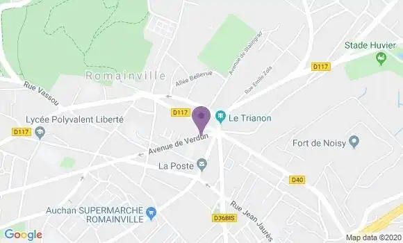 Localisation BNP Paribas Agence de Romainville