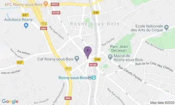 Localisation BNP Paribas Agence de Rosny sous Bois