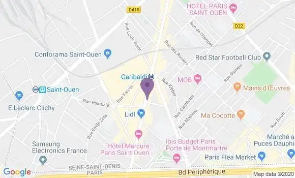 Localisation BNP Paribas Agence de Saint Ouen Garibaldi